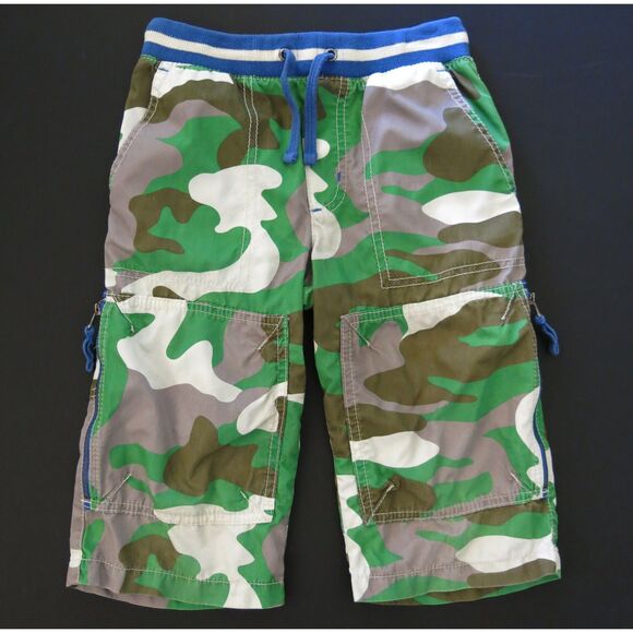 Mini Boden Other - Mini Boden boys Shorts 7 technos cargo green gray camouflage camo pull on techno